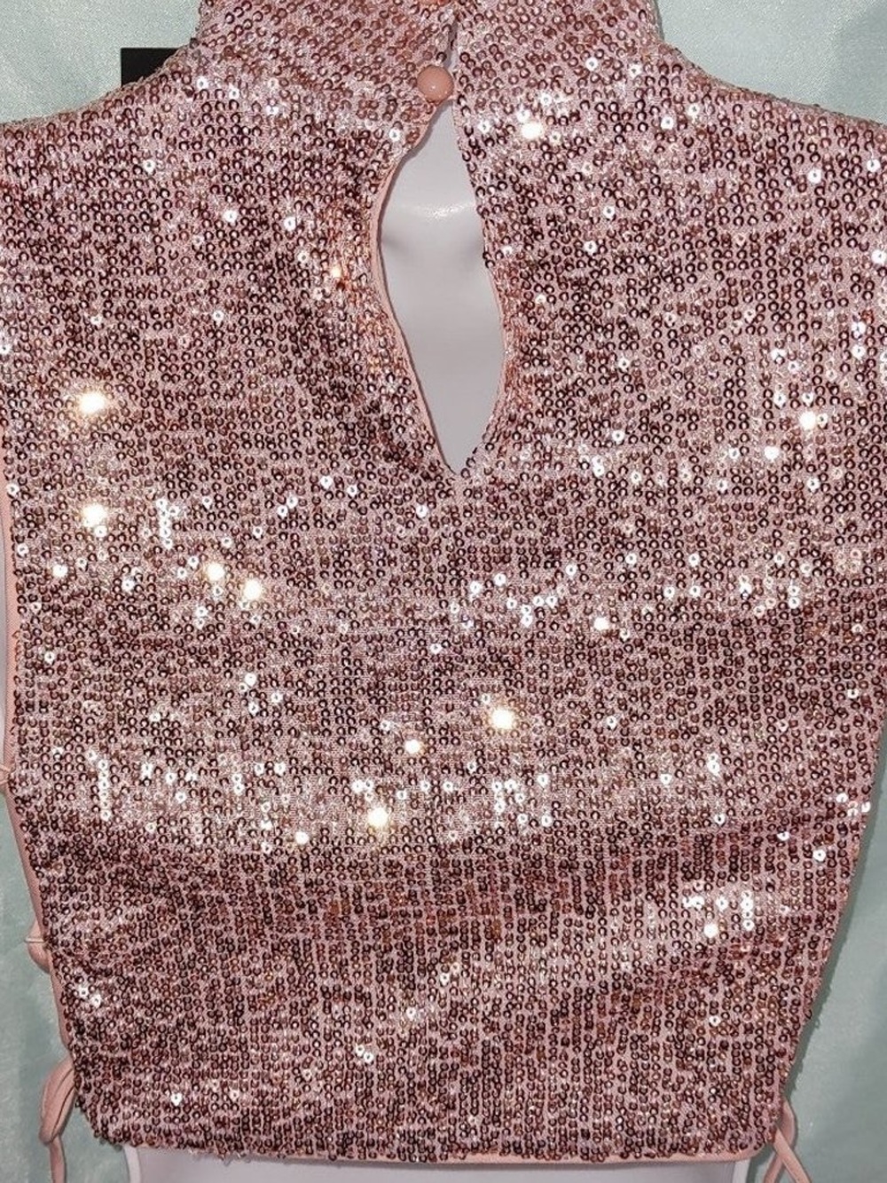 Fashion Nova Rose Sequin Mock-Neck Crop Top - Picture 5 of 5